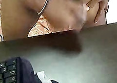 Ghetto boy spurts cum onto his desk