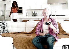 Stud caught stroking by his wicked ebony roommate Ana Foxxx but this babe was wrong