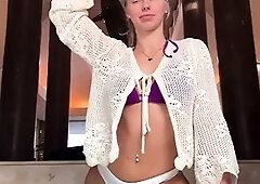 Curly Blonde Teen Records Solo Dildo Masturbation More at