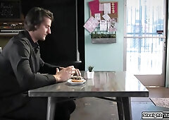 Milf flight attendant is seducing a stranger for a quickie