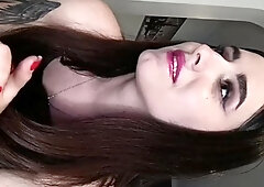 Cute amateur brunette naughty in solo jerking show on camera