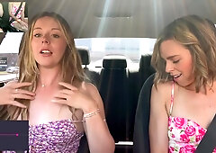 Cumming Hard In Public Drive Thru With Lush Remote Controlled Vibrators - Serenity Cox And Nadia Foxx
