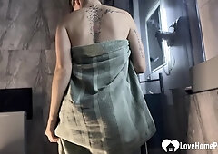 My Busty Blonde GF with Amazing Tits Masturbates in Shower While I Record Her