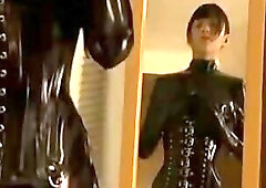 Japanese girl with latex catsuit