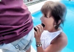 Granny gets drilled in the butt by a massive ebony woman.