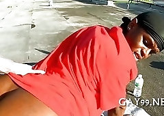 Cool condom buggery outdoors