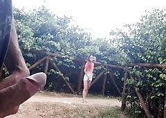 Risky tugjob in public and woman caught me masturbating!