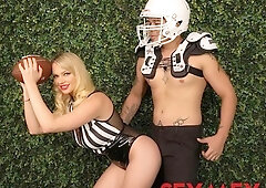 Blonde babe with silicone tits Emily Thorne rammed by long dick