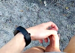 Young twink goes cruising at the nude beach but ends up getting naked in the parking lot