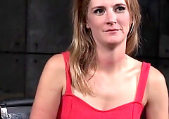 Blonde bdsm sub hogtied and anal fingered