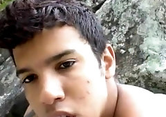 Guy jacks off at beach