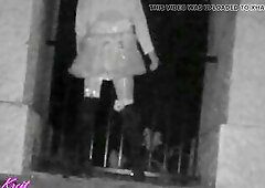 crossdresser exposing outdoor my led light plug in my butt in a hawt night. clothed as santa mother nearby passerelle de Rochemaure. short petticoat b