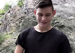 Bubble butt Czech twink receives a HUGE load all over his ass