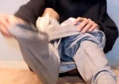 Asian beauty Yuna-Erochan enjoys a handjob with my cum