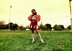 Super sexy green eyed cheerleader messes with Mr Big Dick
