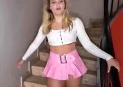 Large Butt Golden-haired French Teen Gets Anal Screwed on the stairs of her building during the time that her parents are away !!!