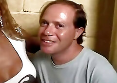 Tranny with big fake tits takes it up the ass