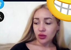 Blonde opens her tongue to spit on my face and make me smell her saliva