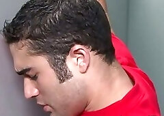 Pornstar has cock in gloryhole getting blowjob