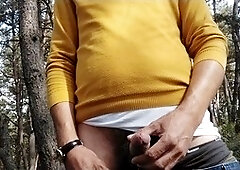 Morning jizz in the woods with a big cock