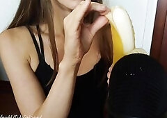 Banana fellatio ASMR food fetish