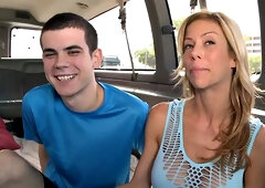 Blindfolded skinny twink sucked by gay in pickup bus