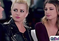 Lesbian couple seduce a hot lady officer