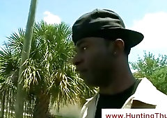 Black construction worker tastes cock