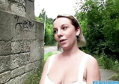 PublicAgent Large bazookas student sucks and bangs for money in the forest