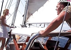 Golden-haired Honey's Yacht Trio Double Anal Stuffing & Dual Cum Loads!