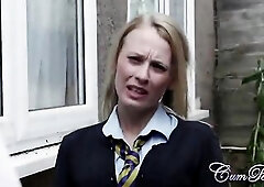 Wicked pupil Carmel take a load of cum to the face from her professor just to get an "A"