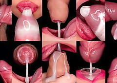 Close Up: Best Mouth for Your Cumshots! Hottest Cum Mouth Compilation! Milkin...