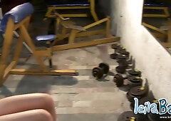 MILF leila works out then does striptease