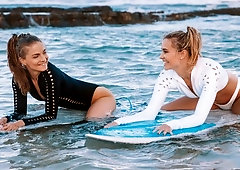 Two glamorous models Addie Andrews and Cayenne Klein share a big dick