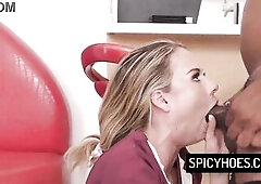 Lewd waitress getting double permeated by 2 BBC at the coffee shop