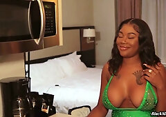 Jordyn Falls takes deep doggy style from a well-endowed ebony lover in a sleek hotel room