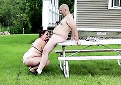 Picnic Table Blow job - George Gives Wife Biggest Facial - Outdoor HD