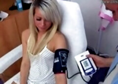 Beautiful blond girl likes going to her doctor for an exam, because he always touches her properly