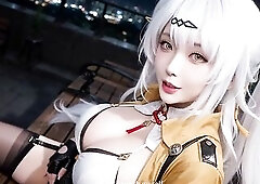 AI Henti-Silver Hair Breasty Girl in Yellow Jacket Gets Pounded