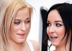 Pretty Blonde Submits in a Threesome