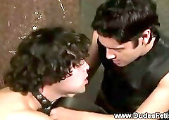 Submissive slave gets spanked by master