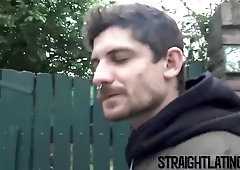 Pierced latino inhales manmeat POINT OF VIEW before outdoor sans a condom