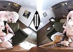 3 sizzling blondes, Allie Nicole, Emma Hix, & Kiara Cole, get their twats worked in advance of prom