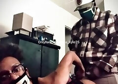 Masked Black Femboy Ezra_Kyle25 gets anal sex with str8 muscular BBC Hunk