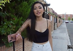 Japanese babe Rae Lil Black gives her head and gets laid in public place