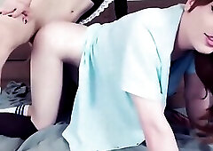 Redhead tranny takes it doggystyle by another shecock