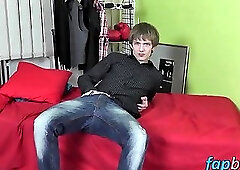 Slim dude Chris Young enjoys stroking his huge cock