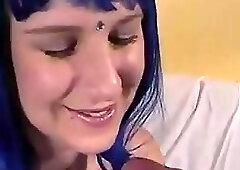 Blue wig sucking dick