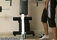 Luciano jerking his nice firm gay jizzster 1