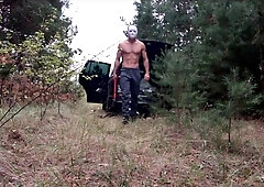 Halloween in the woods with a monster!